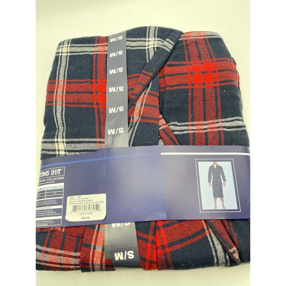Bottoms Out Flannel Shawl Collar Robe Men’s Small Medium NWT